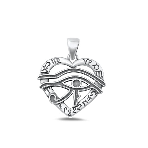 Sterling Silver Oxidized Eye Of Horus And Zodiac Plain Pendant Face Height-21mm