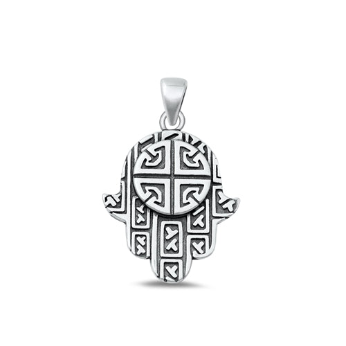 Sterling Silver Oxidized Hamsa Plain Pendant Face Height-23mm