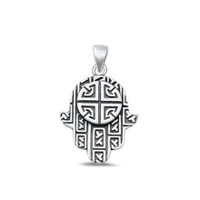 Load image into Gallery viewer, Sterling Silver Oxidized Hamsa Plain Pendant Face Height-23mm