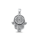 Sterling Silver Oxidized Hamsa Plain Pendant Face Height-23mm
