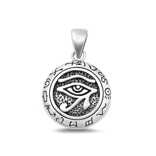 Sterling Silver Oxidized Eye Of Horus And Zodiac Plain Pendant Face Height-83mm