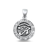 Sterling Silver Oxidized Eye Of Horus And Zodiac Plain Pendant Face Height-83mm