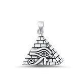 Sterling Silver Oxidized Eye Of Horus And Pyramid Plain Pendant Face Height-20mm