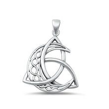 Load image into Gallery viewer, Sterling Silver Oxidized Triquetra And Celtic Moon Plain Pendant Face Height-26.6mm