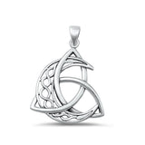 Sterling Silver Oxidized Triquetra And Celtic Moon Plain Pendant Face Height-26.6mm