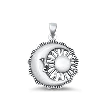 Load image into Gallery viewer, Sterling Silver Oxidized Moon And Sun Plain Pendant Face Height-23.4mm