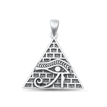 Load image into Gallery viewer, Sterling Silver Oxidized Eye Of Horus And Pyramid Plain Pendant Face Height-25.5mm
