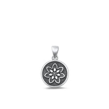 Load image into Gallery viewer, Sterling Silver Oxidized Flower Plain Pendant Face Height-13mm