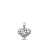 Sterling Silver Oxidized Heart Plain Pendant Face Height-11.6mm