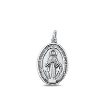 Load image into Gallery viewer, Sterling Silver Oxidized Virgin Mary Plain Pendant Face Height-28.5mm