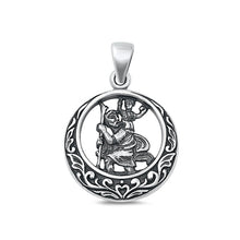 Load image into Gallery viewer, Sterling Silver Oxidized St. Christopher Plain Pendant Face Height-24.4mm