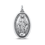 Sterling Silver Oxidized Virgin Mary Plain Pendant Face Height-29.8mm