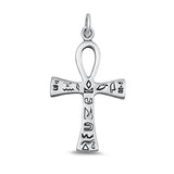 Sterling Silver Oxidized Ankh Cross Plain Pendant Face Height-33mm