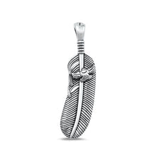Load image into Gallery viewer, Sterling Silver Oxidized Feather And Bird Plain Pendant Face Height-31mm