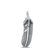 Load image into Gallery viewer, Sterling Silver Oxidized Feather Plain Pendant Face Height-4.3mm