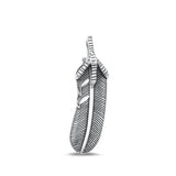 Sterling Silver Oxidized Feather Plain Pendant Face Height-4.3mm