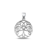 Sterling Silver Oxidized Tree Of Life Plain Pendant Face Height-20.2mm