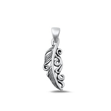 Load image into Gallery viewer, Sterling Silver Oxidized Feather Plain Pendant Face Height-23.2mm