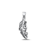 Sterling Silver Oxidized Feather Plain Pendant Face Height-23.2mm