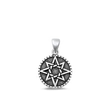 Load image into Gallery viewer, Sterling Silver Oxidized Pentagram Plain Pendant Face Height-16.4mm