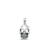 Sterling Silver Oxidized Skull Plain Pendant Face Height-17.3mm