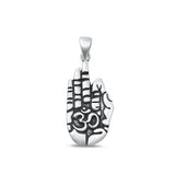 Sterling Silver Oxidized Om Plain Pendant Face Height-24.2mm