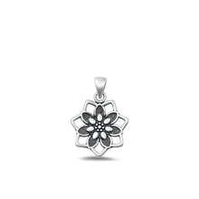 Load image into Gallery viewer, Sterling Silver Oxidized Flower Plain Pendant Face Height-15.2mm