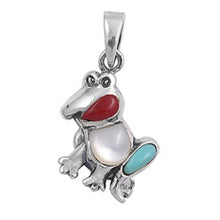 Load image into Gallery viewer, Sterling Silver Ruby, Pearl and Turquoise Stone Pendant