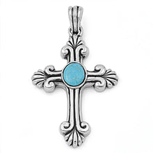 Load image into Gallery viewer, Sterling Silver Turquoise Cross Stone Pendant