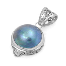Load image into Gallery viewer, Sterling Silver Genuine Light Blue Mabe Pearl Stone Pendant