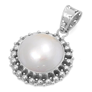 Sterling Silver Genuine Mabe Pearl Stone Pendant