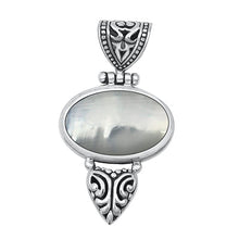 Load image into Gallery viewer, Sterling Silver Oxidized Bali Style Genuine Mother of Pearl Stone Pendant