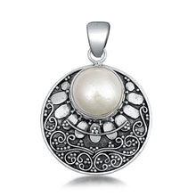 Load image into Gallery viewer, Sterling Silver Oxidized Bali Style Mabe Pearl Stone Pendant