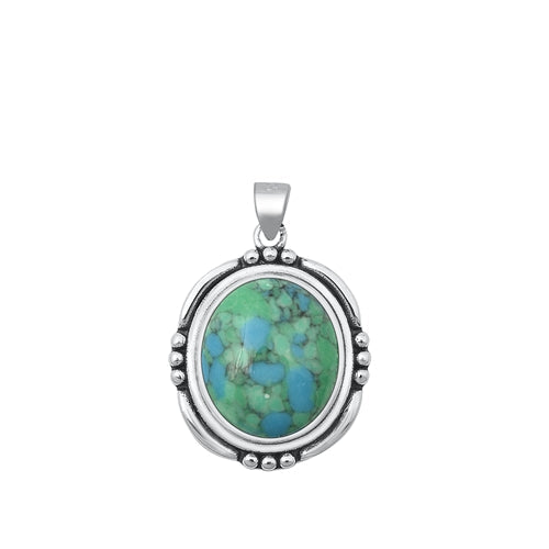 Sterling Silver Oxidized Genuine Turquoise Pendant-19.7mm