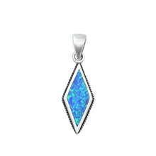 Load image into Gallery viewer, Sterling Silver Oxidized Blue Lab Opal Diamond Pendant Face Height-22.2mm