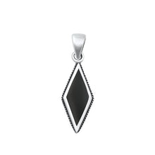 Load image into Gallery viewer, Sterling Silver Oxidized Black Agate Diamond Pendant Face Height-22.2mm