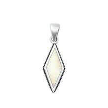 Load image into Gallery viewer, Sterling Silver Oxidized White Lab Opal Diamond Pendant Face Height-22.2mm