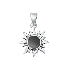 Load image into Gallery viewer, Sterling Silver Oxidized Black Agate Sun Pendant Face Height-19.6mm