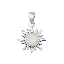 Load image into Gallery viewer, Sterling Silver Oxidized White Lab Opal Sun Pendant Face Height-19.6mm
