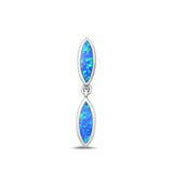 Sterling Silver Oxidized Blue Lab Opal Pendant Face Height-29.4mm