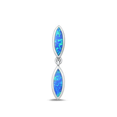 Sterling Silver Oxidized Blue Lab Opal Pendant Face Height-29.4mm