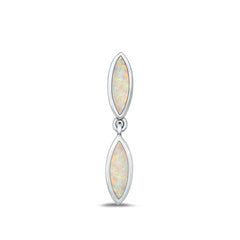 Sterling Silver Oxidized White Lab Opal Pendant Face Height-29.4mm