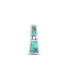 Load image into Gallery viewer, Sterling Silver Oxidized Genuine Turquoise Bar Pendant Face Height-20.7mm
