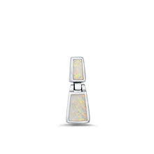 Load image into Gallery viewer, Sterling Silver Oxidized White Lab Opal Bar Pendant Face Height-20.7mm