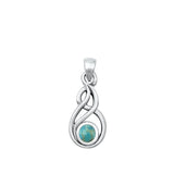 Sterling Silver Oxidized Celtic Style Genuine Turquoise Pendant