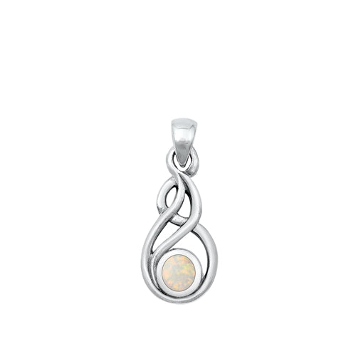 Sterling Silver Oxidized Celtic Style White Lab Opal Pendant