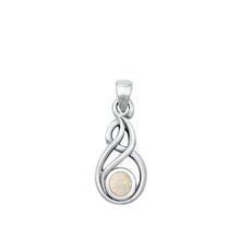 Load image into Gallery viewer, Sterling Silver Oxidized Celtic Style White Lab Opal Pendant