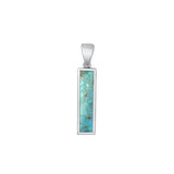 Sterling Silver Oxidized Genuine Turquoise Pendant-19.2mm