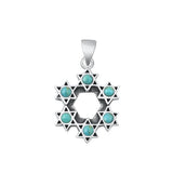 Sterling Silver Oxidized Genuine Turquoise Pendant-22.2mm