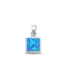 Load image into Gallery viewer, Sterling Silver Oxidized Blue Lab Opal Square Pendant Face Height-11mm